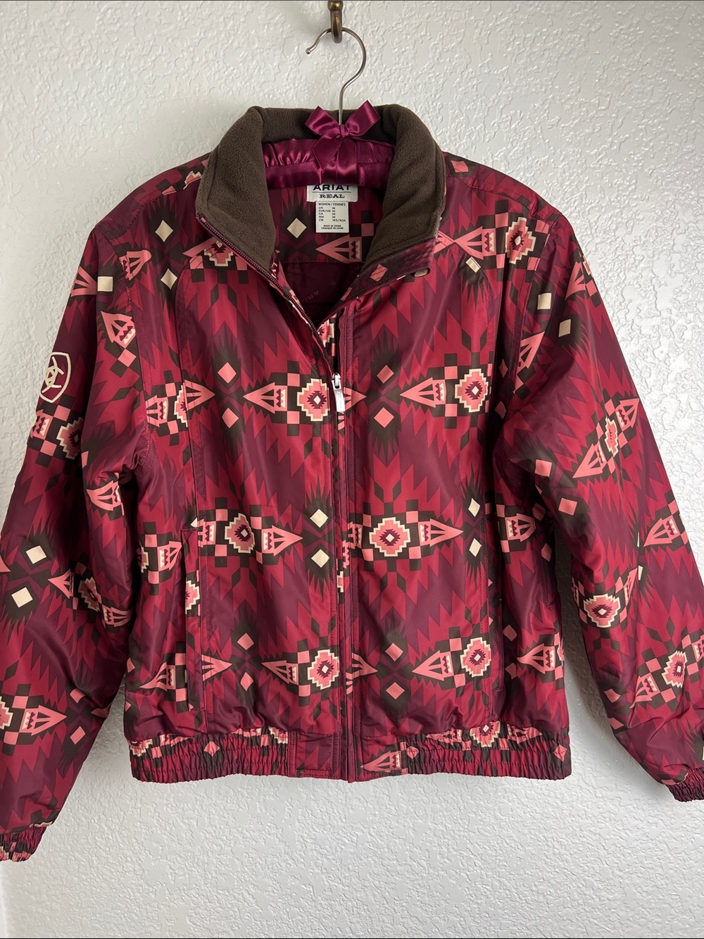 Ariat Women's Wine Red Aztec Quilted Puffer Jacket